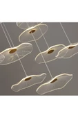 burenze Luxury Exclusive Altılı Yuvarlak Sarkıt Led Avize Jellyfish Gold Sarı 6'lı Ledli Avize - 2