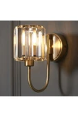 burenze Luxury Modern Kristal Taşlı Duvar Pilli Aplik Kablosuz Aç Kapa Butonlu Tak Çalıştır Eskitme Gold - 1