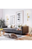 burenze Modern Tasarım Eskitme Gold Sarı Duvar Aplik Şık Görsellik Katar - 4