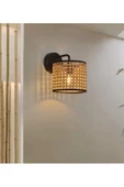 burenze Modern Rattan Hasır Hazeran Aplik Kablolu Elektrikle Çalışır Duvar Apliği - 4