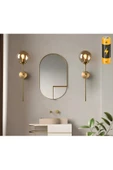 burenze Modern Tasarım Pilli Aplik 1 Adet Tak Çalıştır Duvar Camlı Aplik Eskitme Gold Bal Camlı - 1