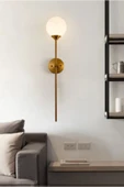 Buiva Modern Pilli Duvar Aplik Eskitme Gold Sarı Glop Camlı Pilli Power Led Aplik - 6