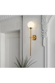 burenze Modern Tasarım Aç Kapa Butonlu Pilli Aplik Duvar Beyaz Opal Camlı Aplik Eskitme Gold - 4