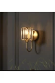 burenze Luxury Modern Kristal Taşlı Duvar Pilli Aplik Kablosuz Aç Kapa Butonlu Tak Çalıştır Eskitme Gold - 2