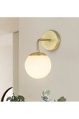 burenze Modern Tasarım Tak Çalıştır Pilli Aplik Eskitme Gold Duvar Pilli Aplik Beyaz Opal Cam - 1