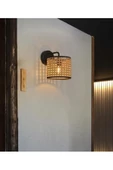 burenze Modern Rattan Hasır Hazeran Aplik Kablolu Elektrikle Çalışır Duvar Apliği - 2