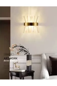 burenze Modern Luxury Kristal Taşlı Ledli Aplik Gold Eskitme Concept Ürün - 6