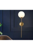 burenze Modern Tasarım Aç Kapa Butonlu Pilli Aplik Duvar Beyaz Opal Camlı Aplik Eskitme Gold - 5