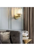 burenze Modern Luxury Kristal Taşlı Pilli Aplik Eskitme Gold Sarı Tak Çalıştır Harika Görsel - 3