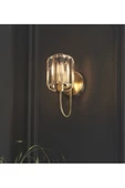 burenze Luxury Modern Kristal Taşlı Duvar Pilli Aplik Kablosuz Aç Kapa Butonlu Tak Çalıştır Eskitme Gold - 3