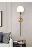 Buiva Modern Pilli Duvar Aplik Eskitme Gold Sarı Glop Camlı Pilli Power Led Aplik - 2