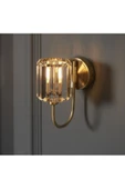 burenze Luxury Modern Kristal Taşlı Duvar Pilli Aplik Kablosuz Aç Kapa Butonlu Tak Çalıştır Eskitme Gold - 4