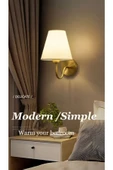 Buiva Modern Aplik Beyaz Abajur Gold Gövde Elektrik İle Çalışır - 1