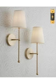 Fico Home Modern Tasarım 1 Adet Duvar Ledli Pilli Aplik Tak Çalıştır Eskitme Gold Krem Abajur Gün Işığı Pilli - 1