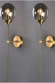burenze Modern Tasarım Camlı Aplik 1 Adet Elektrikle Çalışır Duvar Camlı Aplik Eskitme Gold Füme Cam - 1