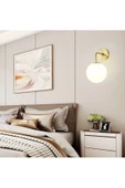 burenze Modern Tasarım Tak Çalıştır Pilli Aplik Eskitme Gold Duvar Pilli Aplik Beyaz Opal Cam - 5