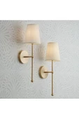 Fico Home Modern Tasarım 1 Adet Duvar Ledli Pilli Aplik Tak Çalıştır Eskitme Gold Krem Abajur Gün Işığı Pilli - 2