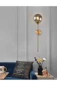 burenze Modern Tasarım Camlı Aplik 1 Adet Elektrikle Çalışır Duvar Camlı Aplik Eskitme Gold Füme Cam - 2