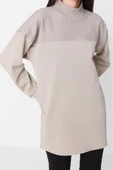 Tesettür Tarz Regular Dik Yaka Standart Kol Regular Örme Sweatshirt Tunik - 1