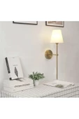 Fico Home Modern Tasarım 1 Adet Duvar Ledli Pilli Aplik Tak Çalıştır Eskitme Gold Krem Abajur Gün Işığı Pilli - 3