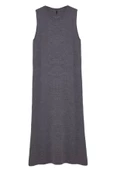 Moda Stil Regular Bisiklet Yaka Uzun Tesettür İncili Triko Elbise - 3