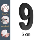 Kapı Numarası Yapışkanlı Küçük Boy 50 mm 5 cm Numara 9 Rakam Dokuz Sayı Siyah Renk Numaralar 1 Adet - 1