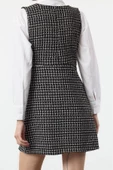 Moda Stil Regular V Yaka Mini Boy Tüvit Kumaş Jile Dokuma Elbise - 2