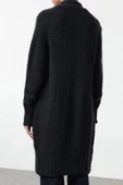 Stil Modern Kadın Midi Reglan Kol Şal Yaka Yünlü Triko Hırka - 4