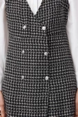 Moda Stil Regular V Yaka Mini Boy Tüvit Kumaş Jile Dokuma Elbise - 4