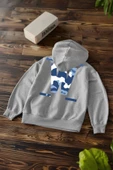 Unisex Tarz Regular Kapüşonlu Standart Kol Standart Gri Normal Kesim Sıcak Tutan Baskılı Sweatshirt - 1