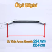 Şahin Krom Gümüş Metal Kulp 224 mm - 22.4 cm Mobilya Çekmece Mutfak Dolabı Dolap Kulpları Kulb Kulpu - 3