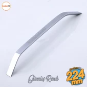 Şahin Krom Gümüş Metal Kulp 224 mm - 22.4 cm Mobilya Çekmece Mutfak Dolabı Dolap Kulpları Kulb Kulpu - 1
