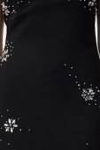 Moda Stil Regular V Yaka Midi Boy Parlak Taşlı Dokuma Şık Abiye Elbise - 2