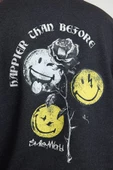 Tarz Bol Bisiklet Yaka Standart Kol Regular Smiley Lisans Unısex Geniş Kesim Sweatshirt - 4