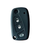 Fiat Doblo Fiorino Linea 3 Butonlu Anahtar Uyumlu Silikon Oto Anahtar Kumanda Kabı Kılıf Siyah - 1