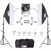deyatech softbox 50x70 sürekli video ışık 3 duylu 6500 kl. led ış - 1