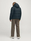 Jack Jones Erkek  Nautical Mavi Kapüşonlu Rüzgar Geçirmez Şişme Mont 12259850M - 6