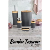 Findit 5 li Banyo Seti Bambu Design ANTRASİT 330885 - 1