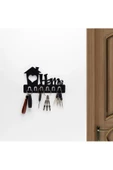 Home Siyah Metal Dekoratif Anahtar Askılığı - Pano Askılığı Home Yazılı Dekoratif Anahtarlık - 1