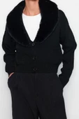 Kadın Modern Tarz Regular V Yaka Crop Triko Hırka - 1
