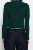 Kadın Modern Tarz Regular Bisiklet Yaka Crop Triko Hırka - 4