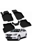 YEO  SKODA OCTAVIA 2 2008-2013 Model Yılları İçin Uyumlu Yeo 4D Havuzlu Paspas Takımı - 1