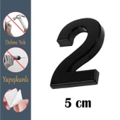 Kapı Numarası Yapışkanlı Küçük Boy 50 mm 5 cm Numara 2 Rakam İki Sayısı Siyah Renk Numaralar 1 Adet - 1
