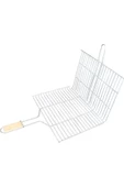Ahşap Saplı Mangal Izgarası Galvanizli Paslanmaz Kafes Demir 30 x 40 cm - 3