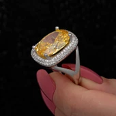 Gümüş Sitrin Taşlı Kare Kadın Yüzük  SL7199 thumbnail 8