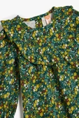 Koton Kız Bebek Çiçek Desenli Uzun Kollu Bisiklet Yaka Pamuklu Elbise - 3