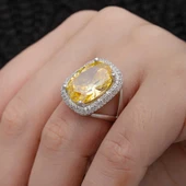 Gümüş Sitrin Taşlı Kare Kadın Yüzük  SL7199 thumbnail 6