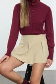 Kadın Modern Tarz Slim Dik Yaka Regular Triko Hırka - 3