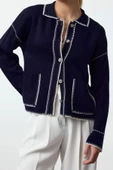 Kadın Modern Tarz Regular Polo Yaka Regular Triko Hırka - 1