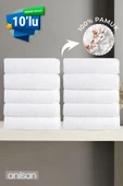 10'lu Beyaz El Havlusu - 50x90 Cm, 225 Gr, %100 Pamuk, Spa Ve Otel Havlusu, Günlük Kullanıma Uygun - 1